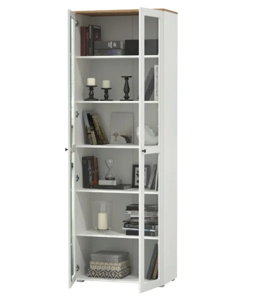 Шкаф-витрина Остин 16.394.02 белый шагрень/дуб крафт золотой