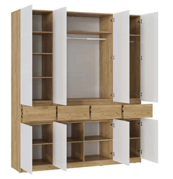 Шкаф Бостон ШК-004 дуб крафт золотой/белый глянец