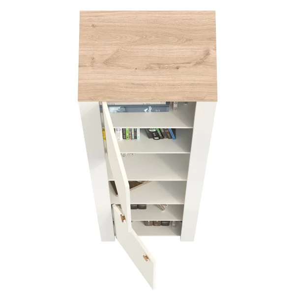 Шкаф торцевой Джастин 16.306 белый шагрень/дуб белый