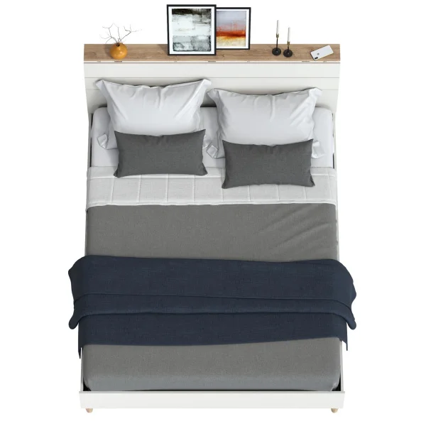 Кровать Муссон 11.41 белый/дуб эндгрейн элегантный