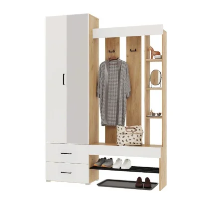 Прихожая Домино дуб крафт золотой/белый