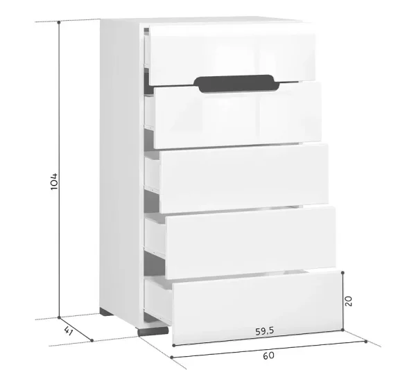 Комод Ацтека KOM5S/10/6 белый глянец