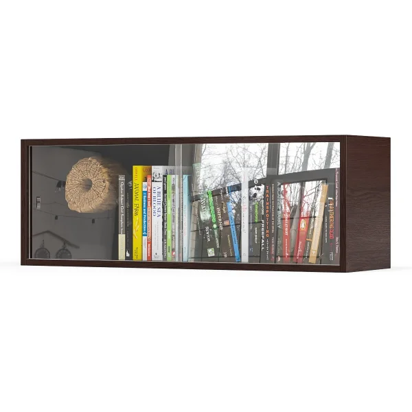 Полка книжная со стеклом КН 01 венге