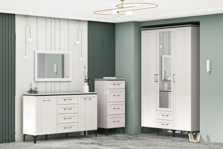 Комод Шарм К-4 ясень анкор светлый/рамка