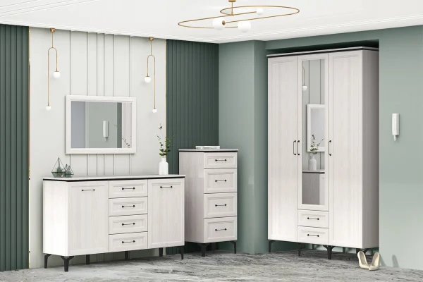 Комод Шарм К-4 ясень анкор светлый/рамка