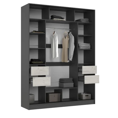 Шкаф-купе Роджинамиф 1800 графит/дуб крафт белый