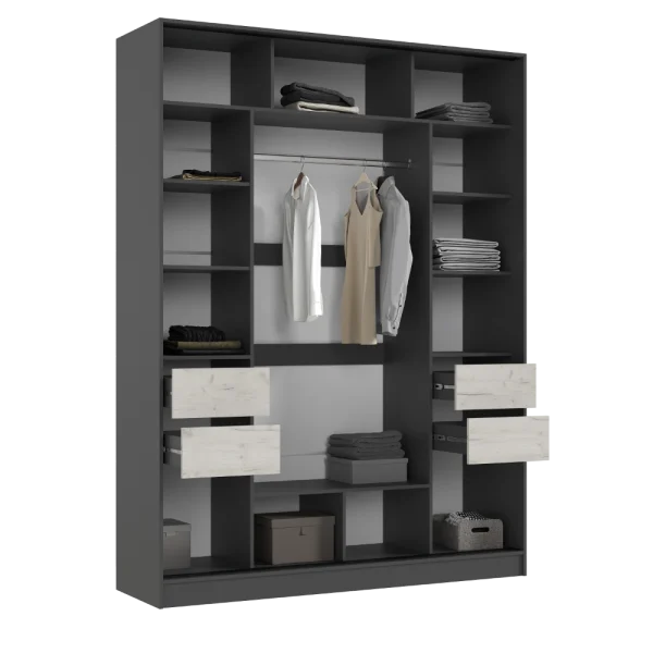 Шкаф-купе Роджинамиф 1800 графит/дуб крафт белый