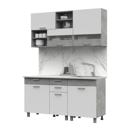 Кухня Денвер 1,6 белый/ателье светлое