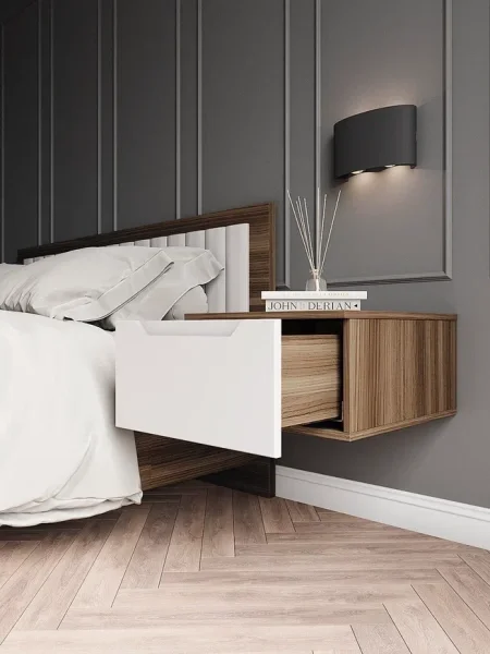 Тумба прикроватная подвесная Роза орех франклин/белый софт тренто