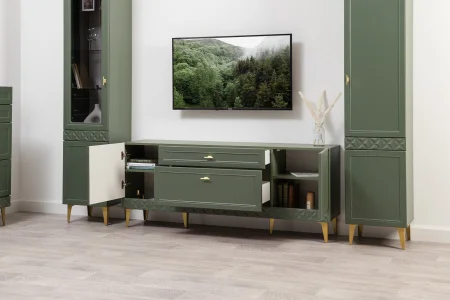 Тумба ТВ Марион 16.167 дымчатый зеленый/олива шагрень