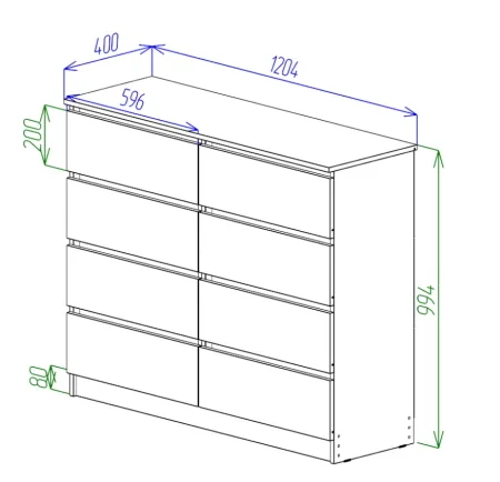Комод Охта Лайт 1200.8 дуб вотан/белый