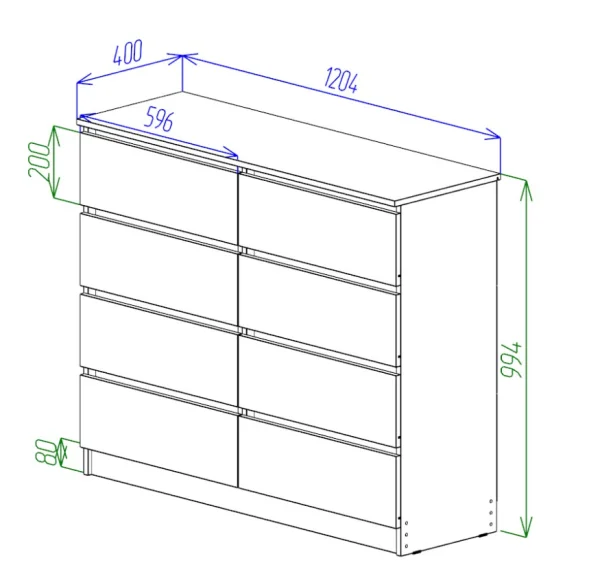 Комод Охта Лайт 1200.8 дуб вотан/белый