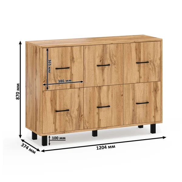 Комод 6 ящиков 127-1204 дуб вотан