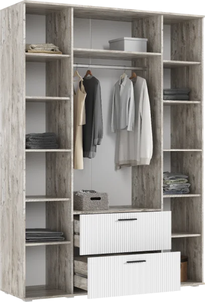 Шкаф 4-х створчатый Сильвия 1600 дуб юкон/браш вайт