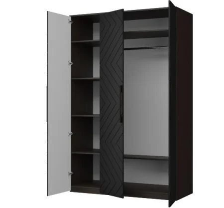 Шкаф 3-х створчатый Копенгаген венге/черный матовый