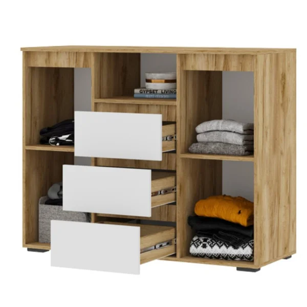 Комод Хелен КМ-01 дуб крафт золотой/белый