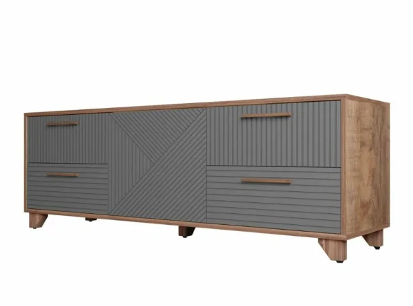 Тумба под ТВ со створкой Копенгаген дуб самдал/серый графит