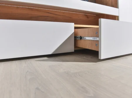 Тумба под ТВ Альба дуб крафт золотой/белый премиум