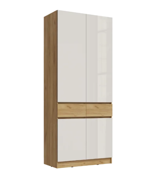 Шкаф 2-х створчатый Роджина дуб крафт/белый глянец