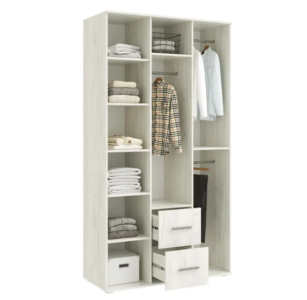 Шкаф 3-х створчатый Фиеста New с зеркалом графит/дуб крафт белый