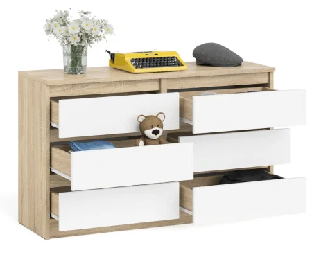 Широкий комод шесть ящиков МК 1200.6 дуб сонома/белый