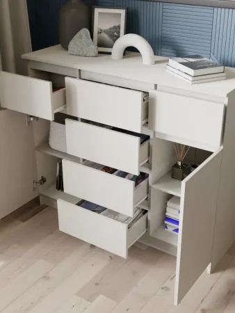 Комод с ящиками и дверками Мори МК 1200.4 сатин