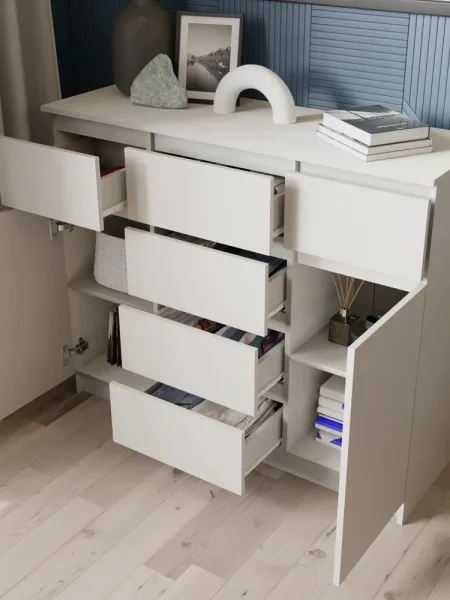 Комод с ящиками и дверками Мори МК 1200.4 сатин