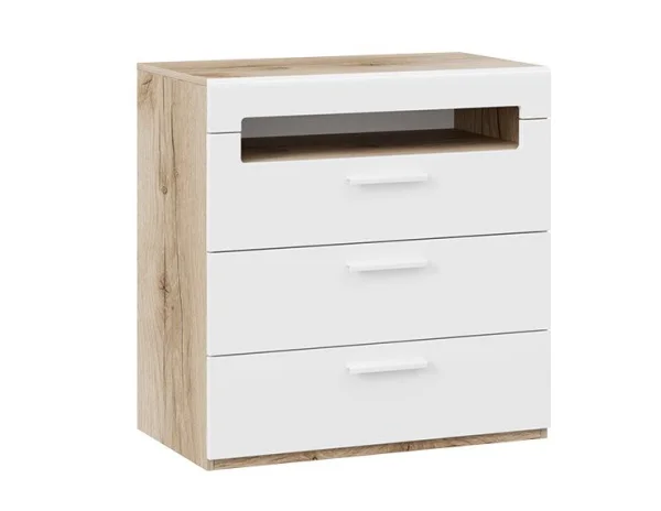 Комод с 3-мя ящиками Фьюжн дуб делано/белый глянец