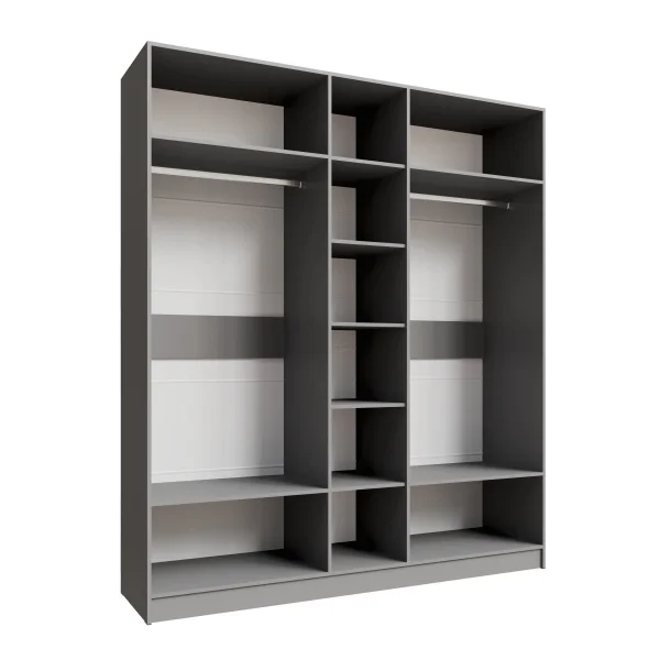 Шкаф Мадрид (2,0) с зеркалом и 3 ящиками внутри графит