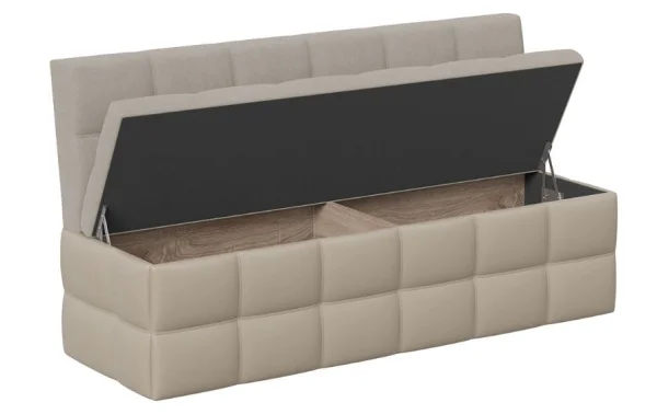 Скамья прямая Домино исп 2 кожзам светло-коричневый, велюр мокко светлый