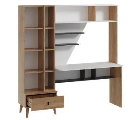 Стол компьютерный с надстройкой Омега-3 дуб золотистый/антрацит/белый