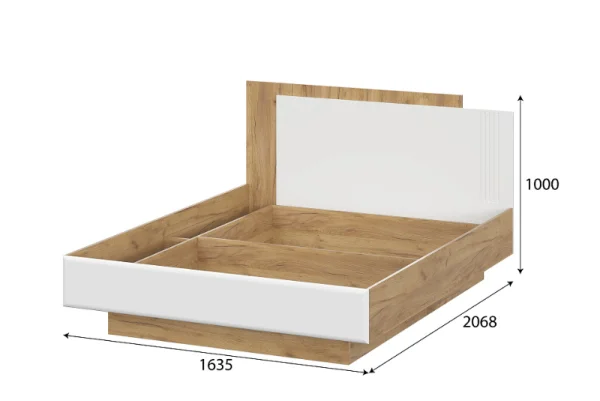 Кровать с подъемным механизмом Милан 1,6 дуб золотой/белый матовый