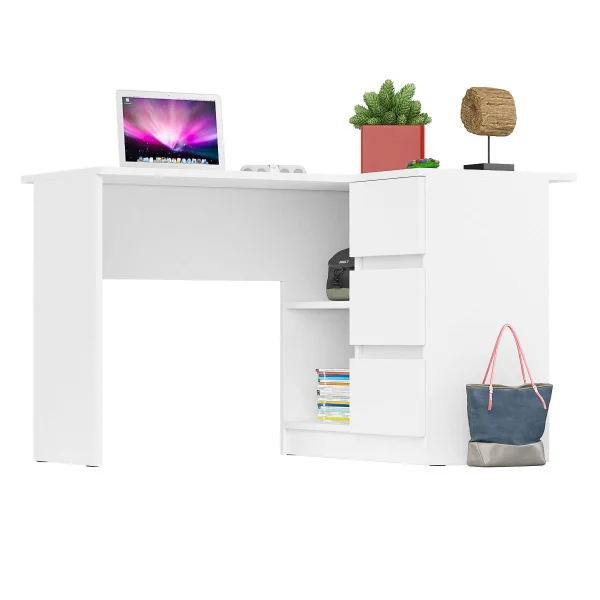 Угловой компьютерный стол МС-16 правый белый