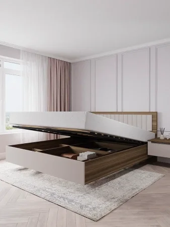 Кровать Роза 160 орех франклин/бежевый скин тренто