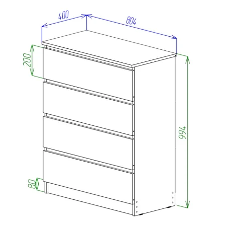 Комод Охта Лайт 800.4 дуб вотан/белый