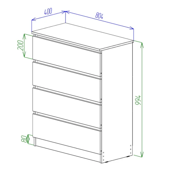 Комод Охта Лайт 800.4 дуб вотан/белый