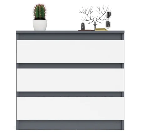 Комод три ящика МК 800.1 графит/белый