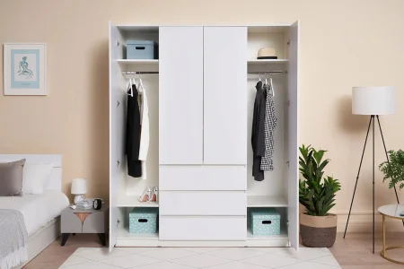 Шкаф Челси 1600 белый/белый глянец