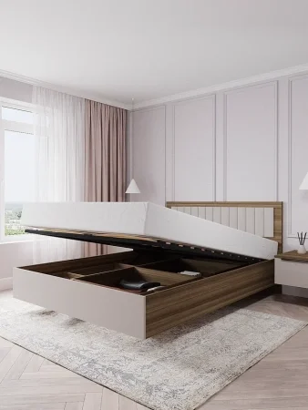 Кровать Роза 140 орех франклин/бежевый скин тренто