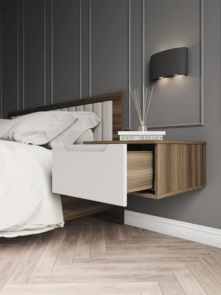 Тумба прикроватная подвесная Роза орех франклин/бежевый софт тренто