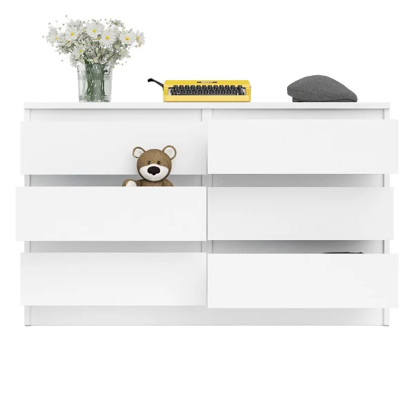 Широкий комод шесть ящиков МК 1200.6 белый