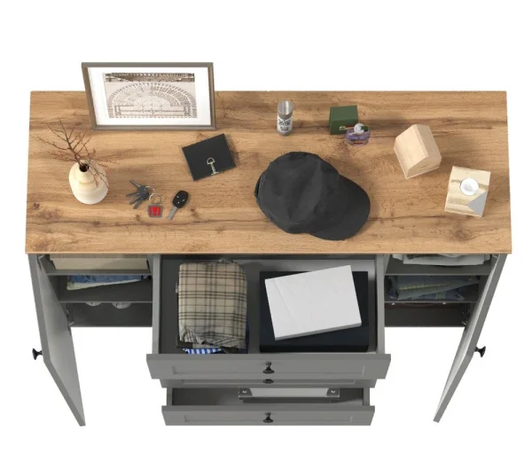 Комод Остин 16.221 серый графит/дуб крафт золотой