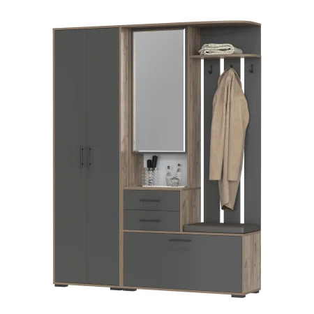 Модульная прихожая Домино дуб крафт табачный/графит