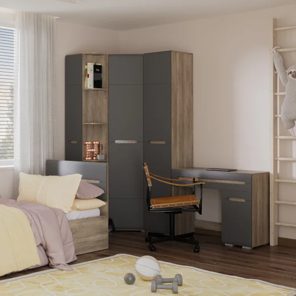 Косметический стол Наоми дуб каньон/графит