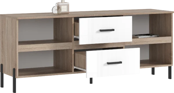 Тумба ТВ Ким (металл) дуб сонома/белый глянец