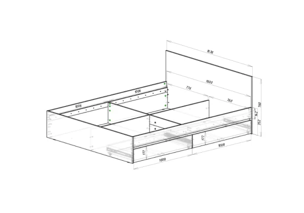 Кровать с ящиками Симпл КР-17 1,6 м белый