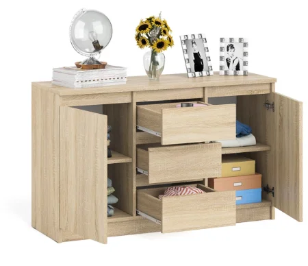 Комод-тумба три ящика и две дверки МК 1200.3 дуб сонома