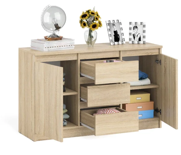 Комод-тумба три ящика и две дверки МК 1200.3 дуб сонома