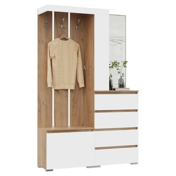 Прихожая Хелен ПР-01 (Хельга) дуб крафт золотой/белый