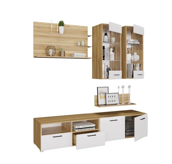 Гостиная Ненси-3 дуб крафт золотой/белый глянец